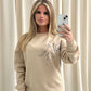 Brown Leopard Heart Graffiti Sweatshirt Beige