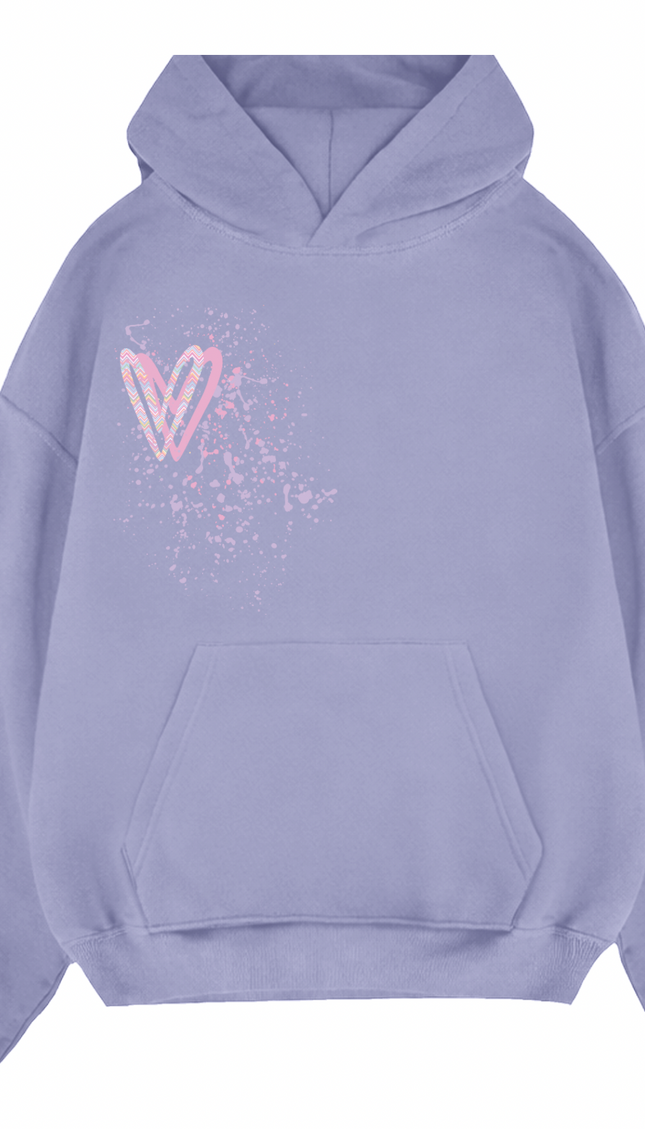 Pastel Zig Zag Heart Printed Hoodie – image 10
