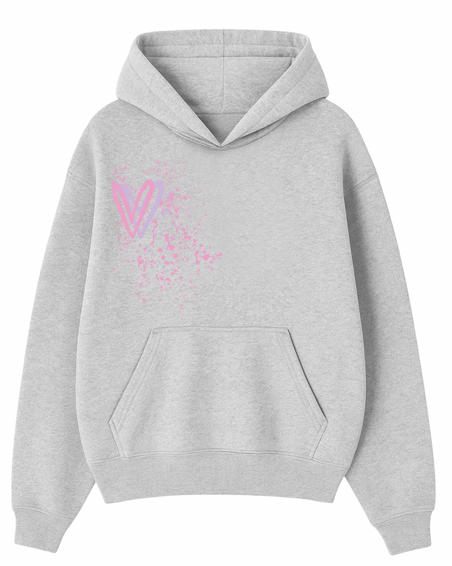 Pastel Heart Printed Hoodie Kids