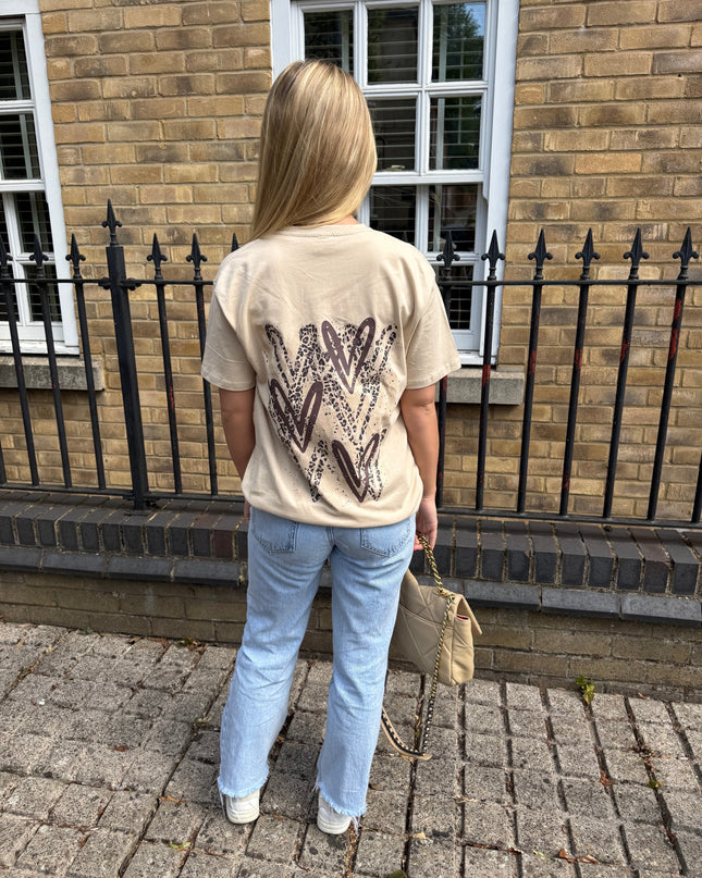 Leopard Print Hearts Printed T-shirt Adult