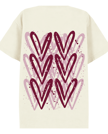 Burgundy Heart Printed T-shirt Adult