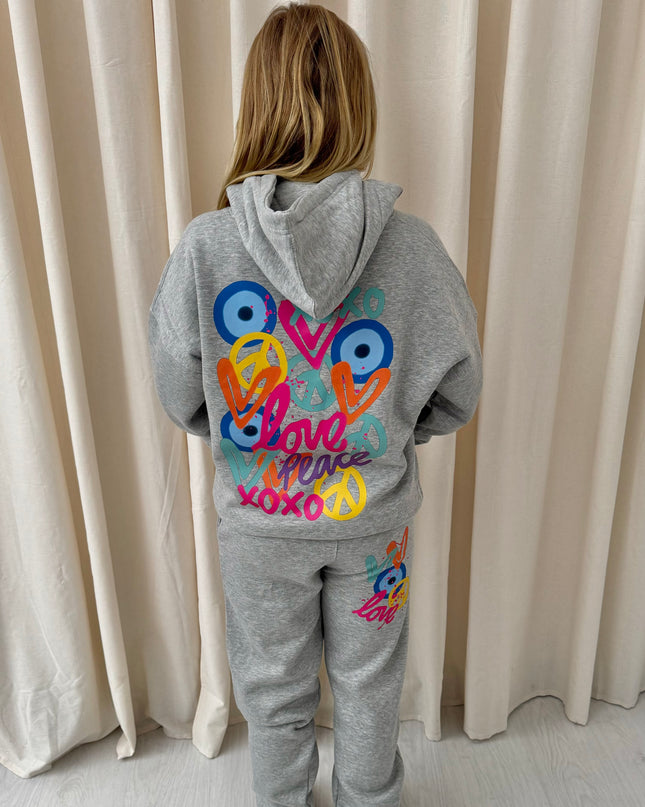 XOXO Graffiti Hooded Tracksuit Grey