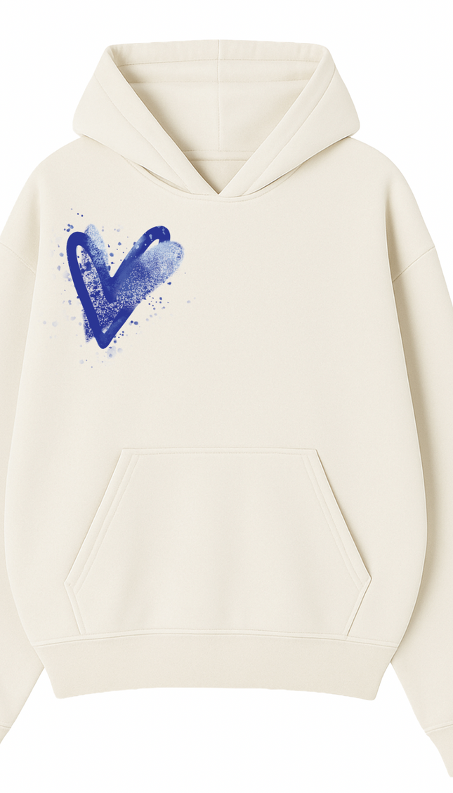 Royal Blue Scatter Heart Printed Hoodie by Miss Runway – image 2