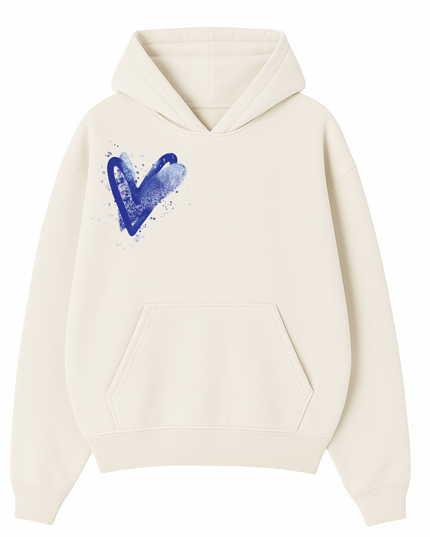 Royal Blue Scatter Heart Printed Hoodie Adults
