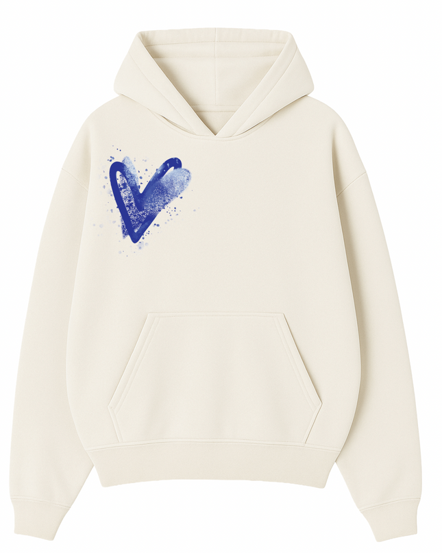 Royal Blue Scatter Heart Printed  Hoodie Kids