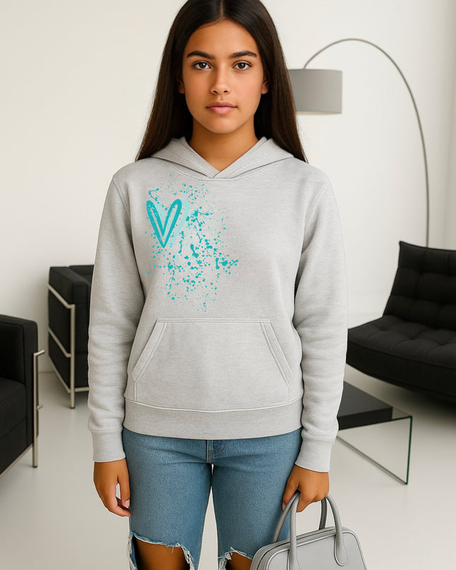 Mint Heart Printed Hoodie