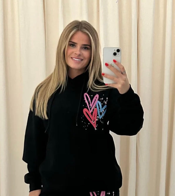 Miss Runway Multicoloured Heart Printed Hoodie – image 7