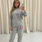 Multicoloured Leopard Print Graffiti Hooded Tracksuit Grey