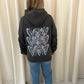 Grey Heart Graffiti Ruched Hoodie Charcoal