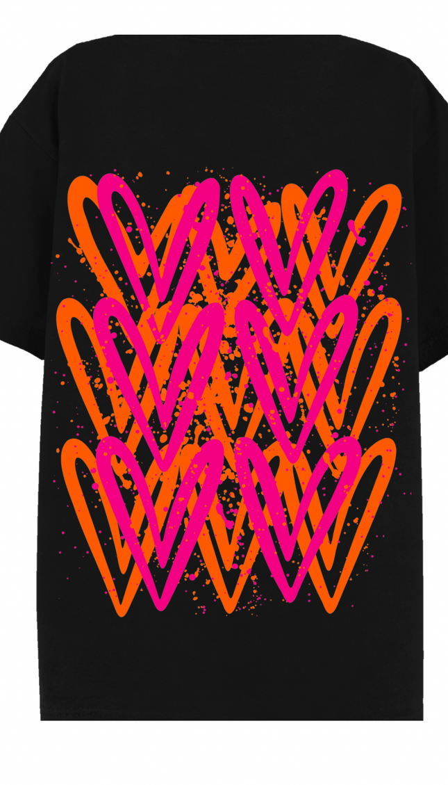 Neon graffiti heart T-shirt with spray paint effect print – women's T-shirt by Miss Runway