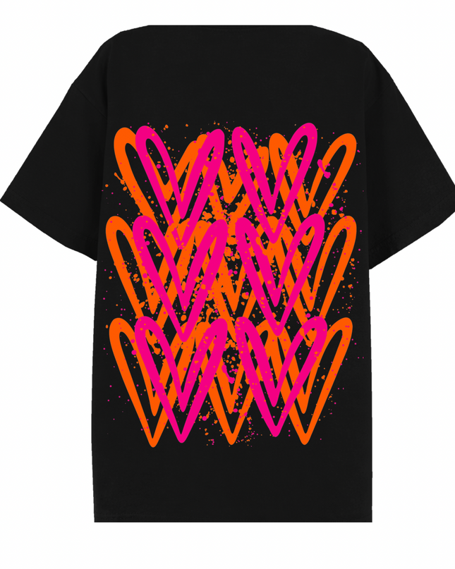 Neon Heart Printed T-shirt Adult