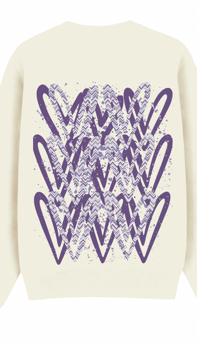 Lilac Paisley Heart Printed Sweatshirt – additional view