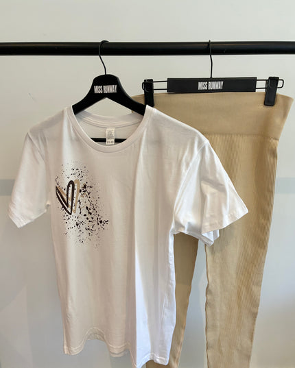 Brown Heart Printed T shirt & Leggings Adults