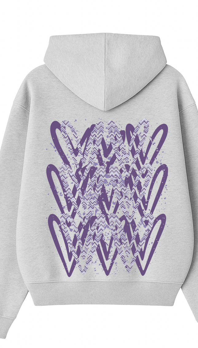 Lilac Zig Zag Heart Printed Hoodie – image 5
