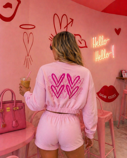 Hot Pink Heart Short Set