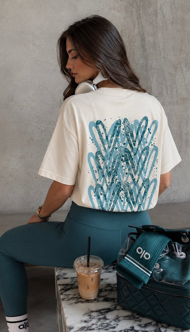 Teal Paisley Heart T-shirt – image 4
