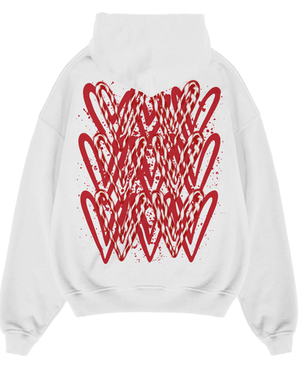 Red Candy Cane Hearts Hoodie