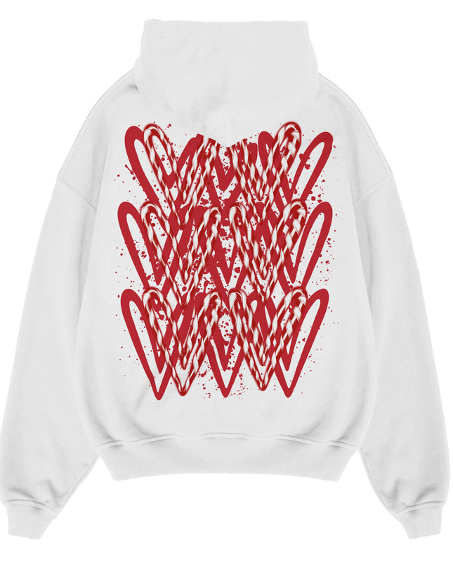 Red Candy Cane Hearts Hoodie
