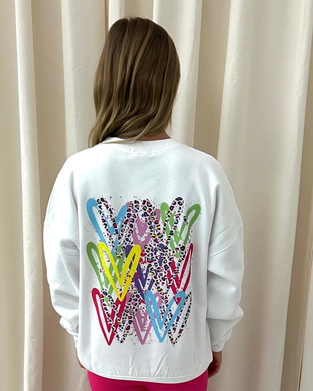 Multicoloured Leopard Heart Printed Sweatshirt Adults