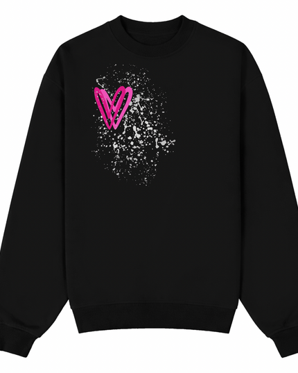 Hot Pink/Silver Heart Printed Sweatshirt Adults
