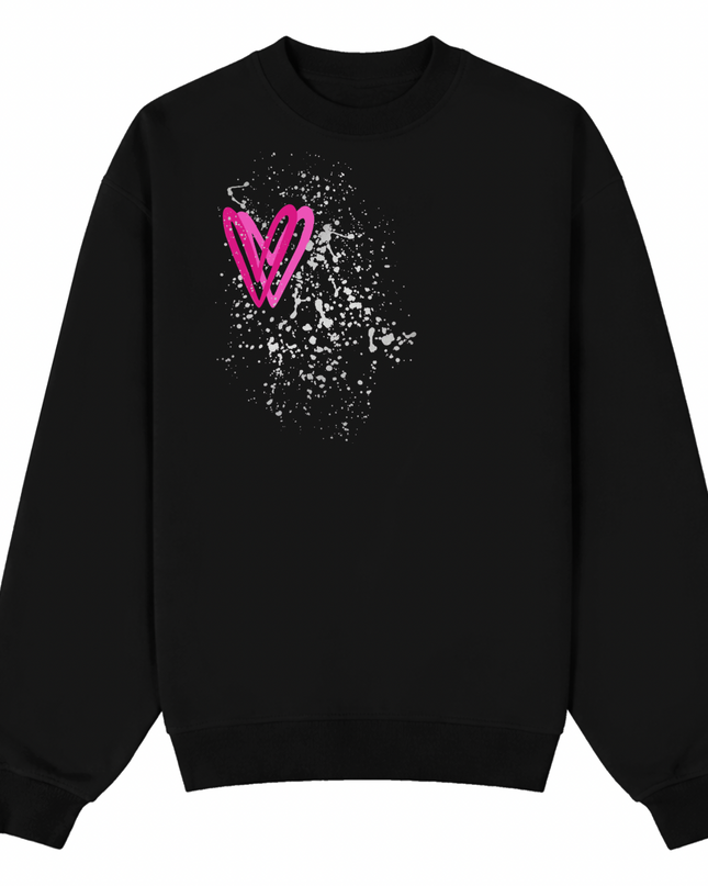 Hot Pink/Silver Heart Printed Sweatshirt Kids