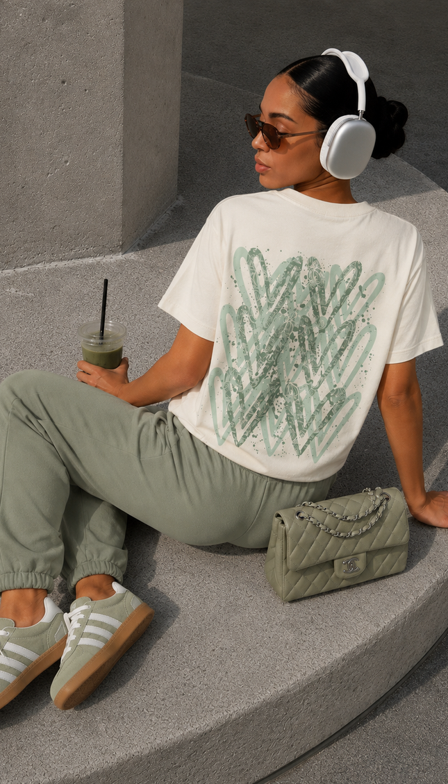 Sage Green Paisley Heart T-shirt – image 4