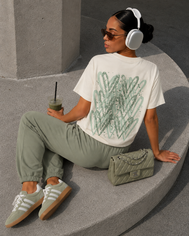 Sage Green Paisley Heart T-shirt