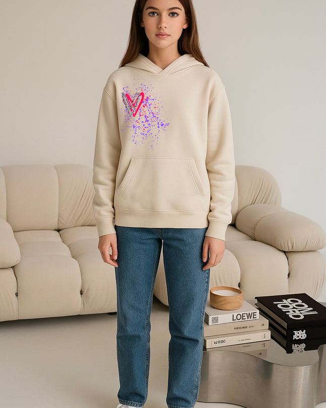 Multicoloured Leopard Heart Printed Hoodie