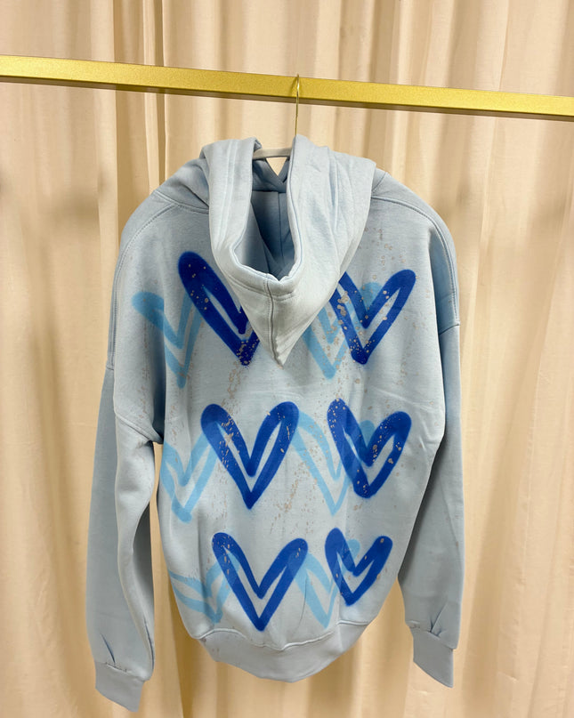 Royal Blue Heart Spray Painted Blue Hoodie Adults