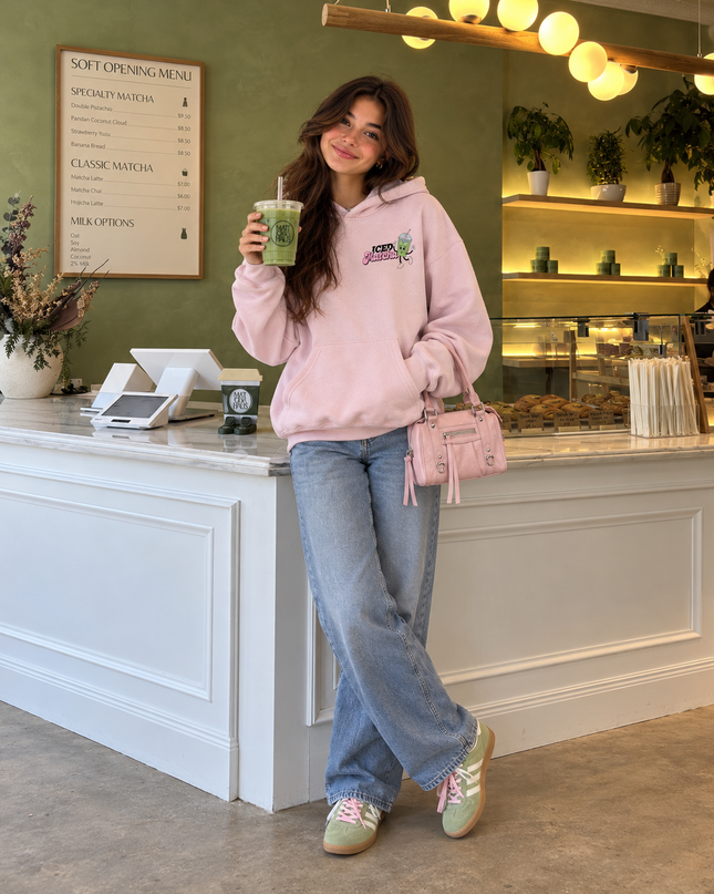 Matcha Club Hoodie Pink Kids