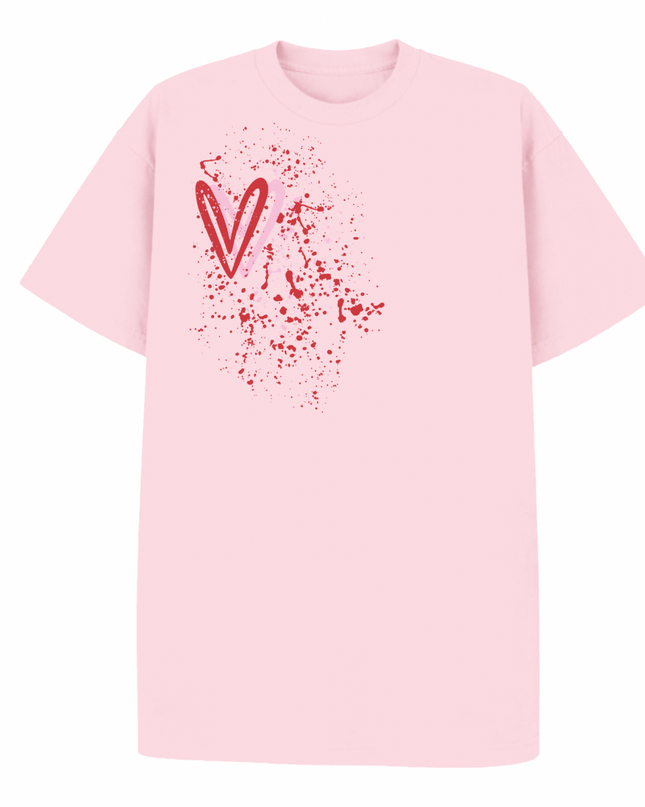 Pink/Red Heart Printed T-shirt Adult
