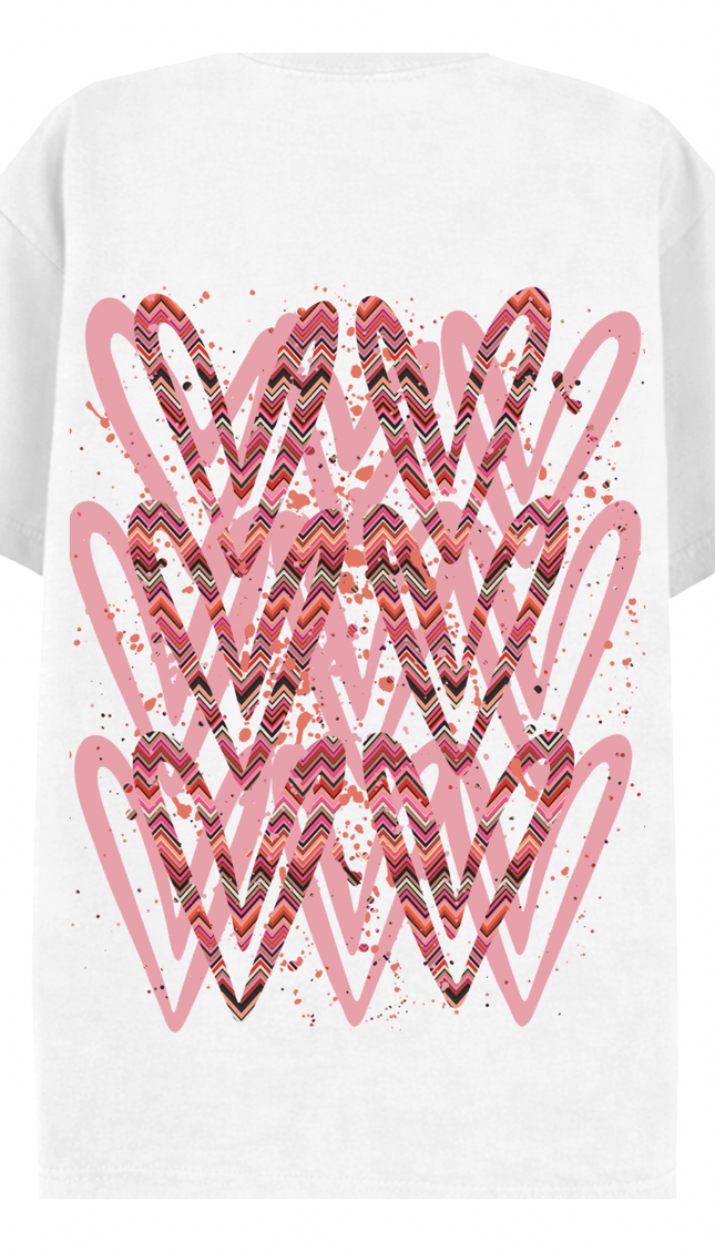 Coral Zig Zag Heart Printed T-shirt – image 5