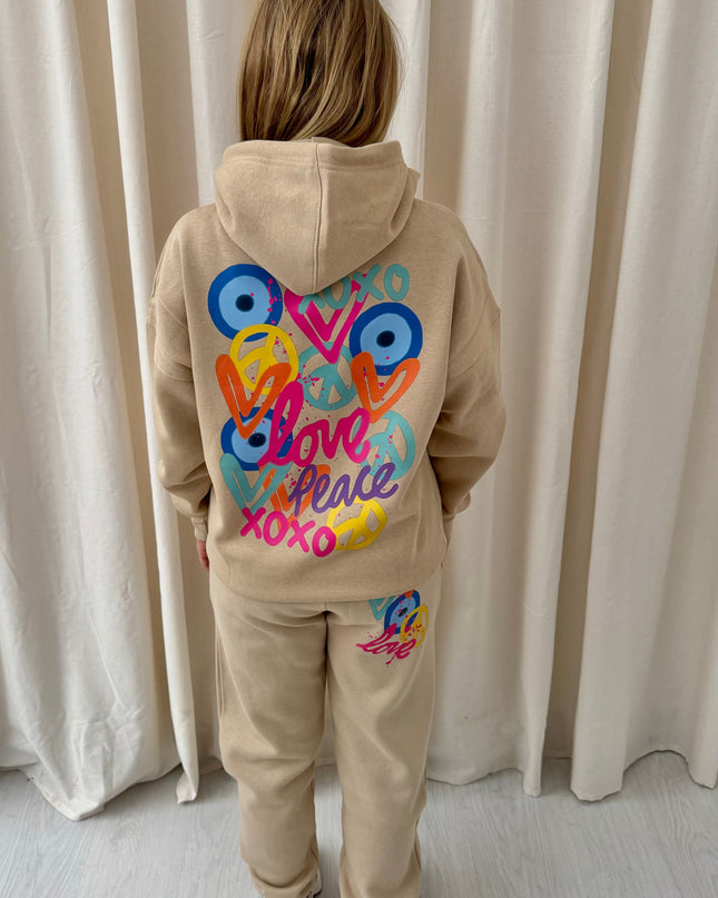 XOXO Graffiti Hooded Tracksuit Beige