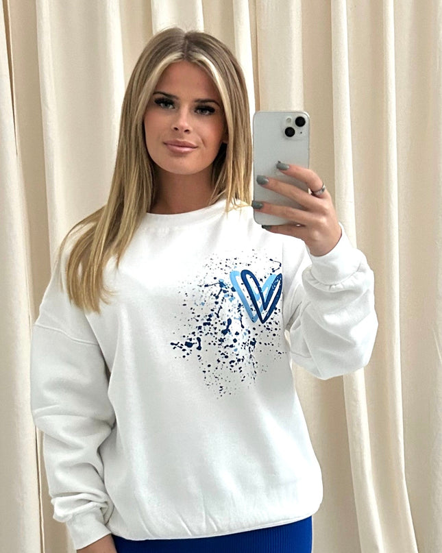 Royal Blue Heart Printed Sweatshirt Adults