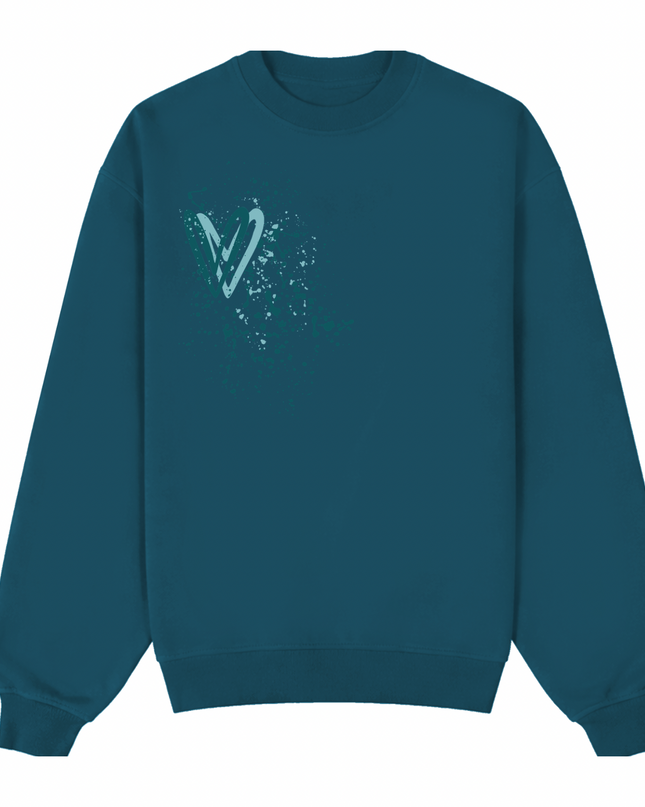 Teal Heart Printed Sweatshirt Adults
