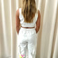 Neon Heart Evil Eye Graffiti Cargo Co ord White