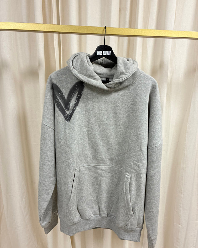 Grey Hearts Spray Painted Grey Hoodie Adults