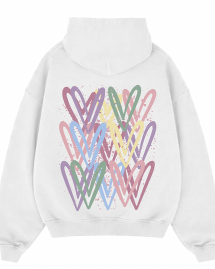 Dark Pastel Heart Printed Hoodie Adults