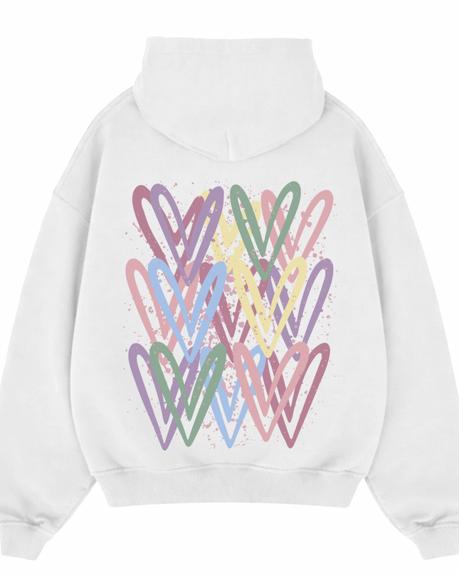 Dark Pastel Heart Printed Hoodie Kids