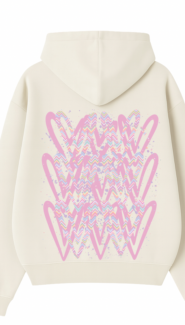 Pastel Zig Zag graffiti heart hoodie with spray paint effect print – women's hoodie by Miss Runway