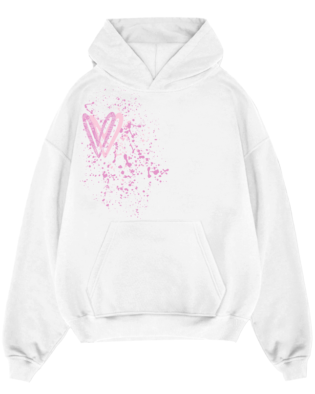Pink Paisley Heart Printed Hoodie Adults