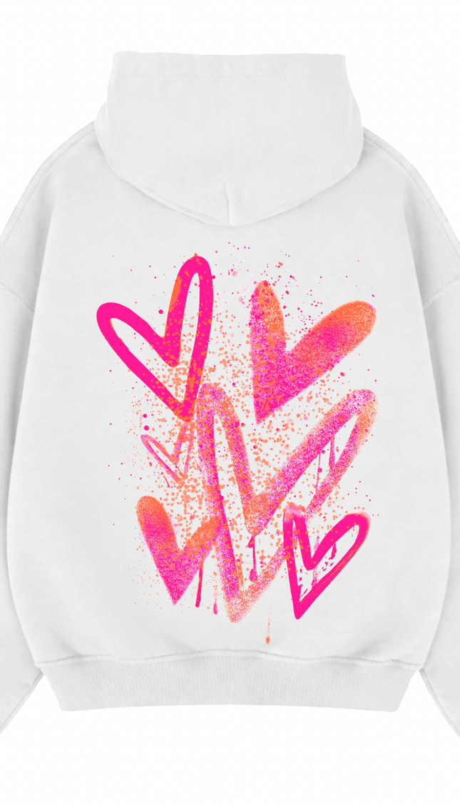 Neon Scatter Heart Printed Hoodie – additional view