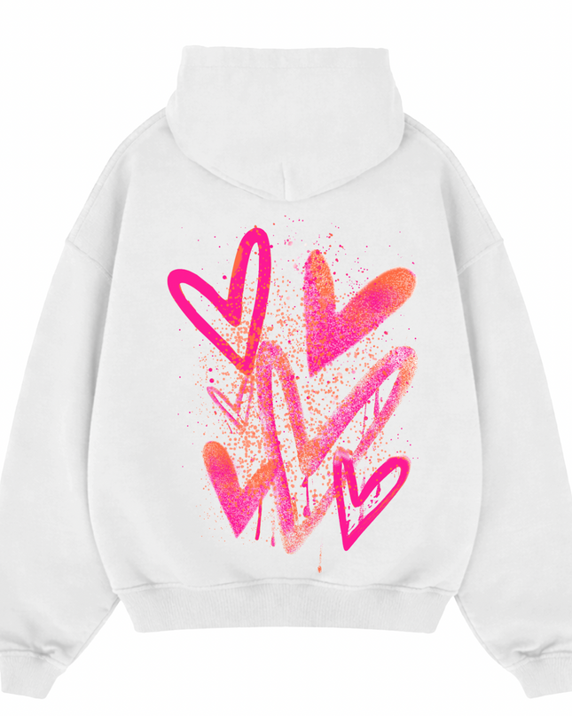 Neon Scatter Heart Printed  Hoodie Kids