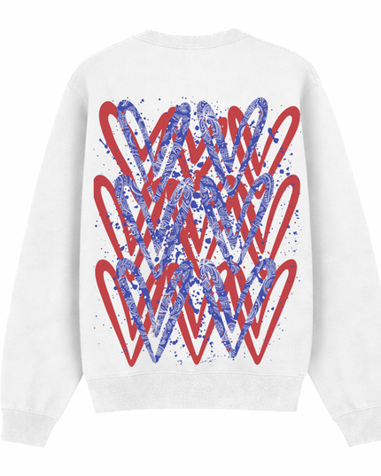 Red/Royal Paisley Heart Printed Sweatshirt Adults