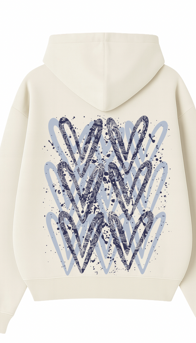 Navy Paisley Heart Printed Hoodie – additional view