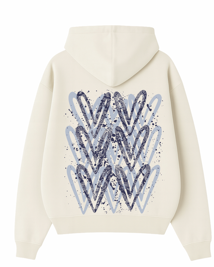 Navy Paisley Heart Printed Hoodie Adults