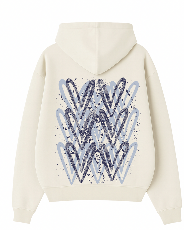 Navy Paisley Heart Printed  Hoodie Kids