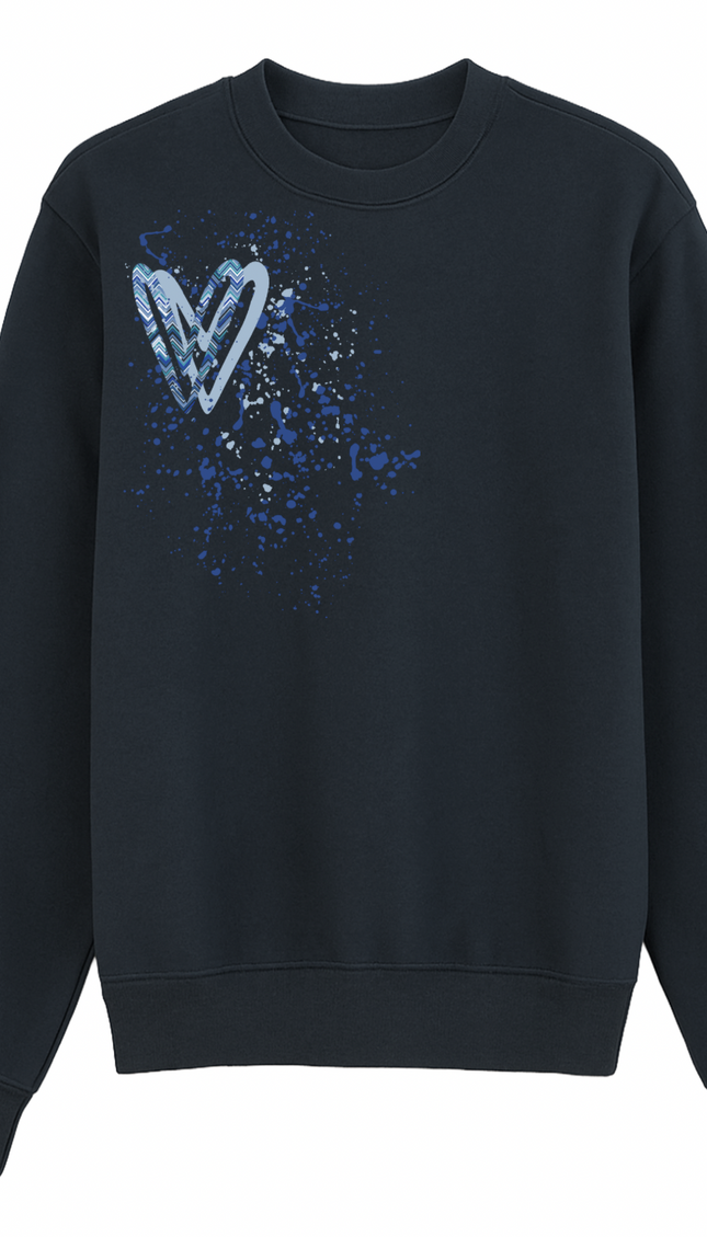Blue Zig Zag Heart Printed Sweatshirt – image 12