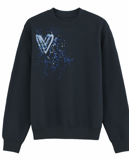 Blue Zig Zag Heart Printed Sweatshirt Kids