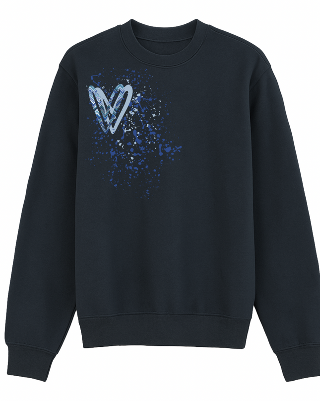 Blue Zig Zag Heart Printed Sweatshirt Kids